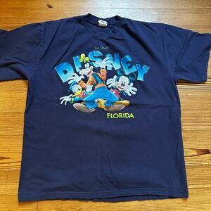 Disney Florida vintage character graphic navy blue short sleeve shirt SIZE XL‎